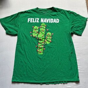 Green Feliz Navidad Cactus T-Shirt